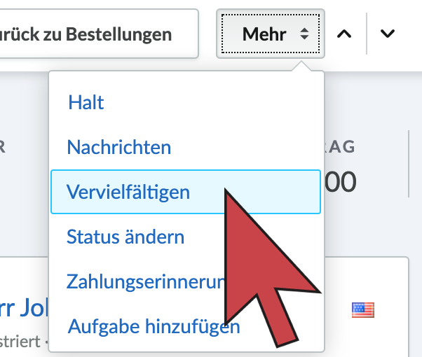 Der Pfeil怀斯特改模Schaltflache„Duplizieren”。