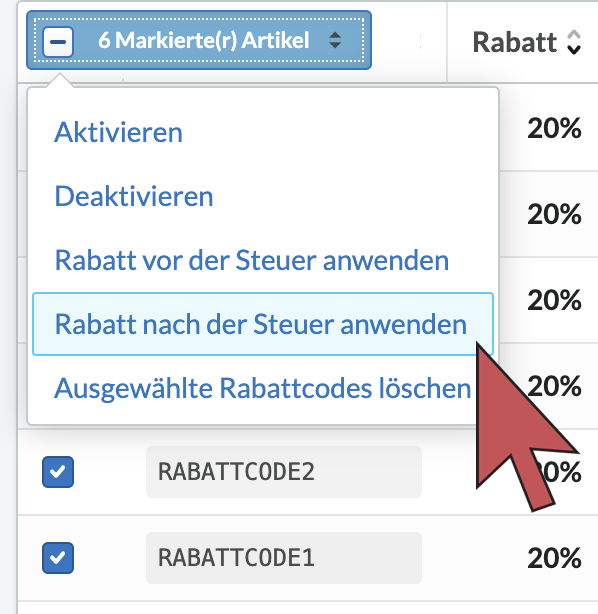 Zeigt杯Pfeil, der uber der Schaltflache„Mehrfachaktion方向行驶anwenden”schwebt票。